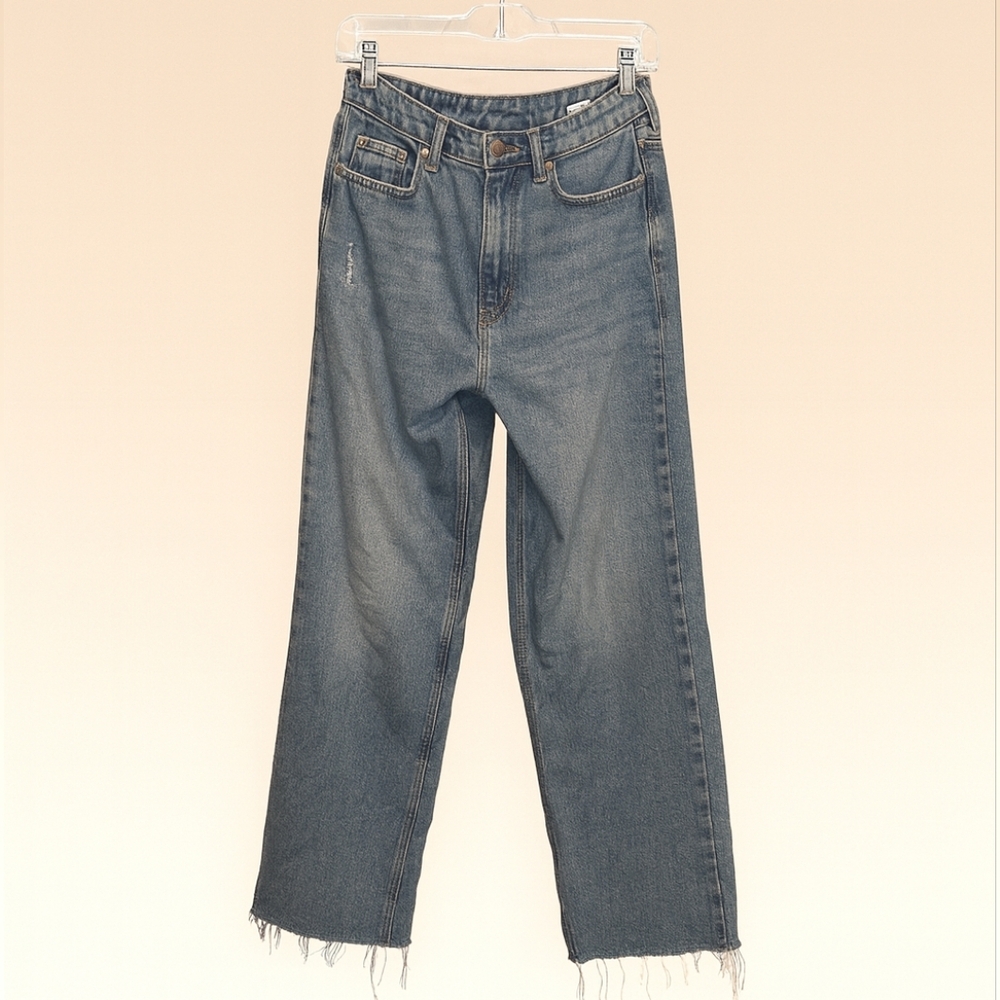 H&M &Denim Wide Leg Utra High Waist Size 6 Distressed